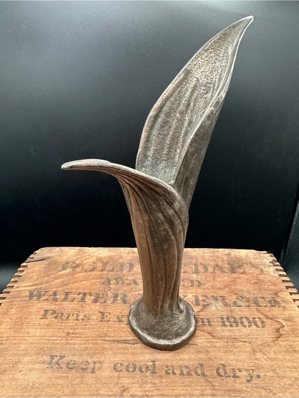 Bronze Calla Lily Sculptural Bud Vase – MCM Dark Patina, 8.5